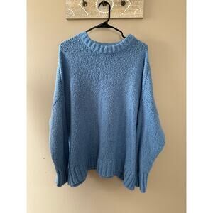 Aerie Blue Knit Pullover Oversized Wool/Alpaca Sweater